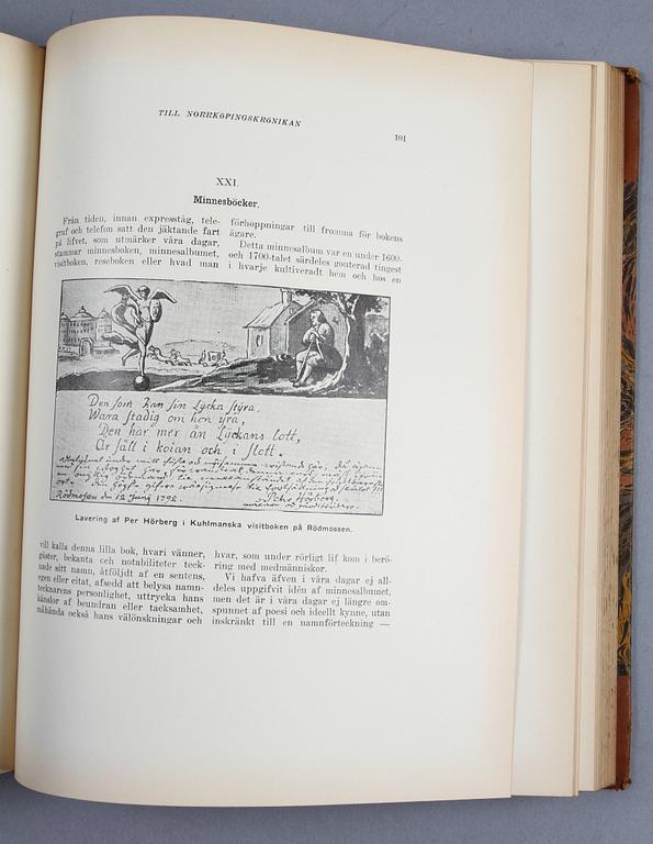 BÖKER, 4+1 band, bl a "Till Norrköpingskrönikan" av Edward Ringborg 1917- 21.