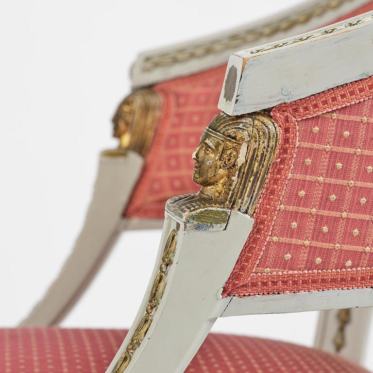 A late Gustavian open armchair attributed to E. Ståhl (master in Stockholm 1794-1820).