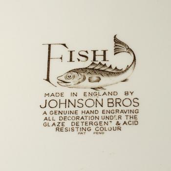 FISKSERVIS, 22 delar, flintgods, Johnson Bros, England, 1900-talets andra hälft.