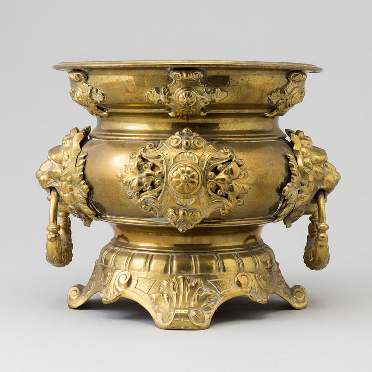 A late 19th century Neo Renaissance brass flower pot.