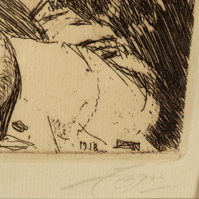 ANDERS ZORN, etsning, 1918, signerad.