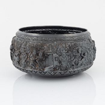 Bowl, low-grade silver, Southeast Asia.