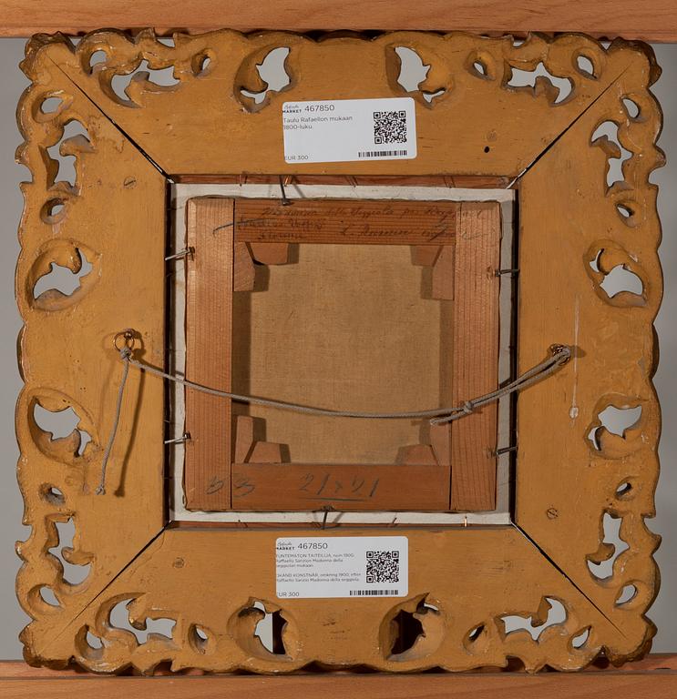 OKÄND KONSTNÄR, omkring 1900, efter Raffaello Sanzios Madonna della Seggiola.