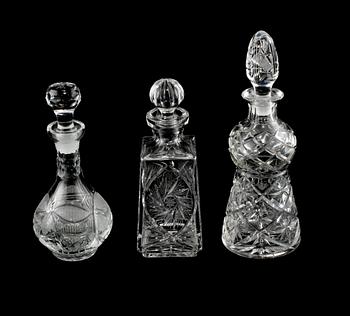 KARAFFER, 3 st, glas, 1900-tal.
