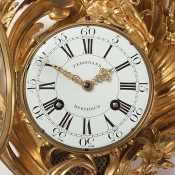 A French Louis XV gilt bronze clock by Ferdinand Berthoud (1727-1807).