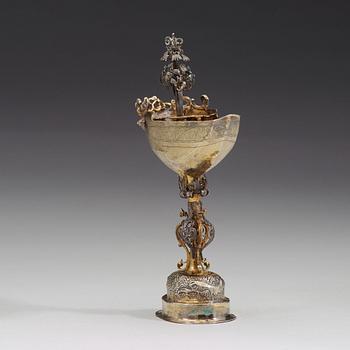 Esaias zur Linden, pokal i form av ett skepp, silver, Nürnberg (1609-1632).