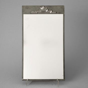 SPEGEL samt SPEGELLAMPETTER, ett par, art deco, tenn, 1930-tal.