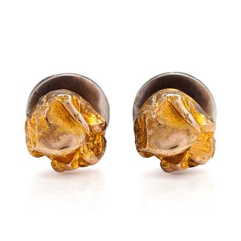 Björn Weckström, a pair of 14K gold and silver 'Nugget' shirt studs. Pekka Anttila, Kruunu Koru 1967.