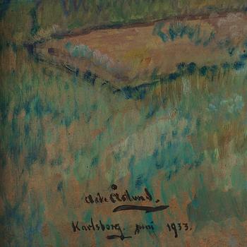 Acke Åslund, oil on panel, signed and dated Karlsborg June 1933.