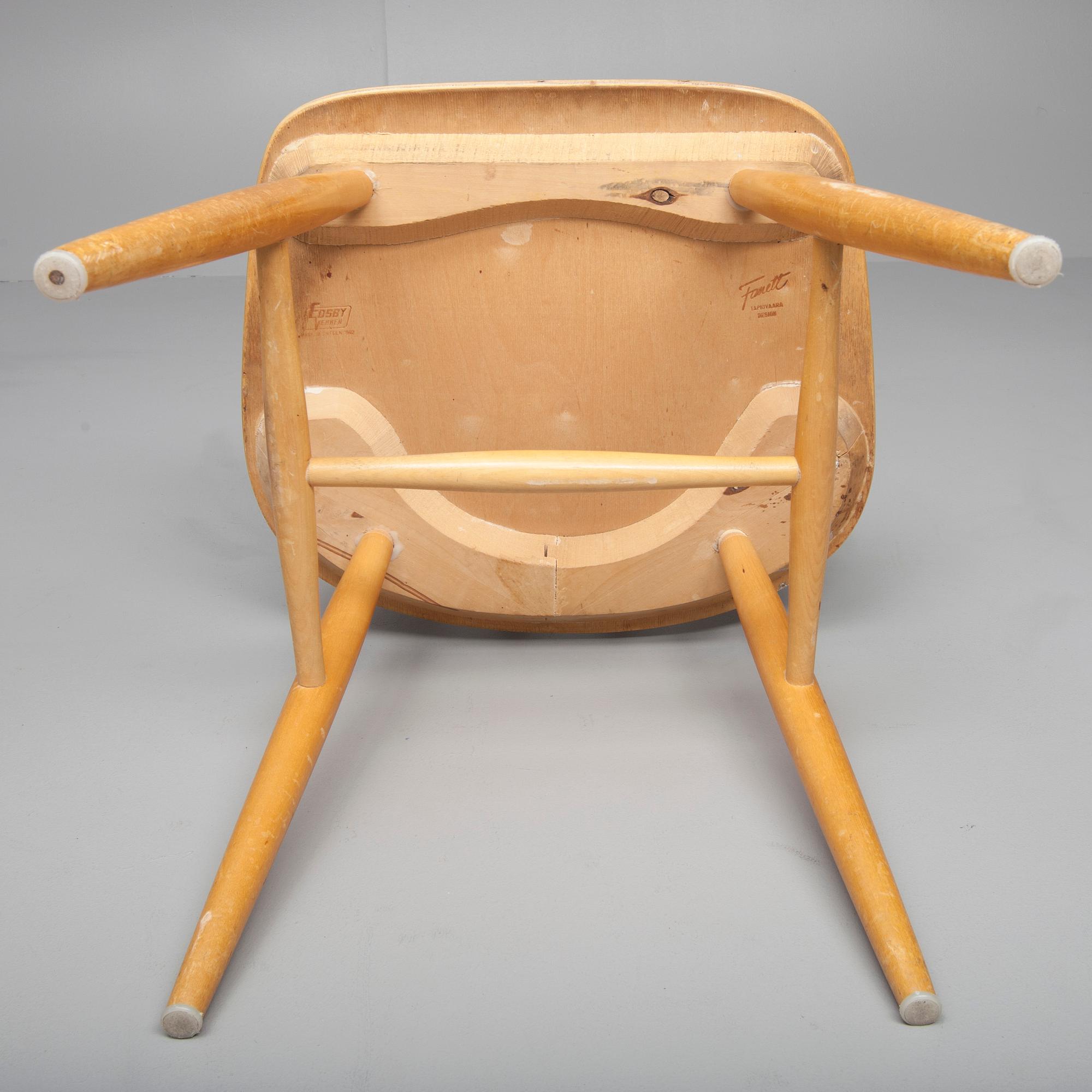 STOLAR, 6 st, "Fanett 55 T", design Ilmari Tapiovaara,  Edsbyverken, 1900-talets mitt.