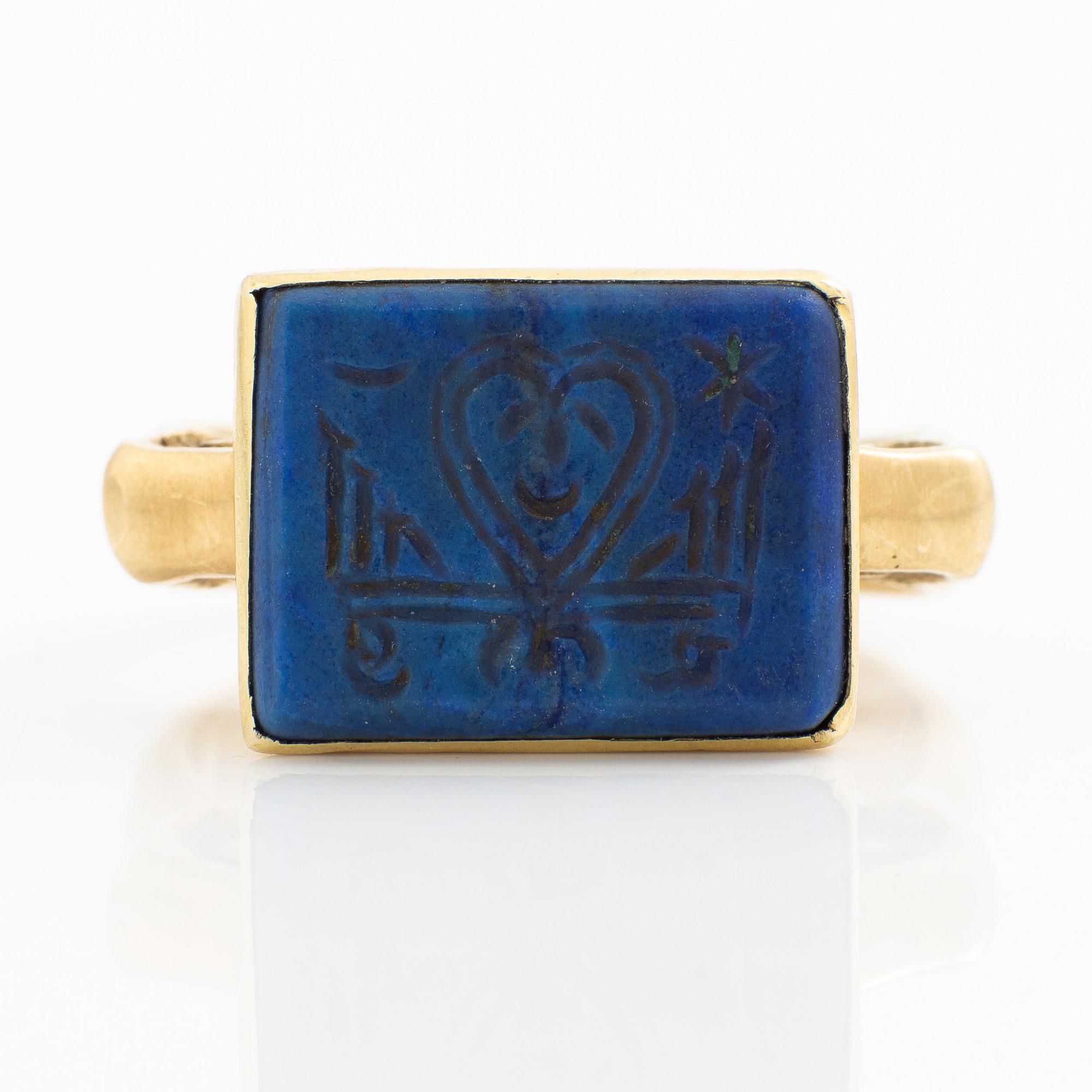 Ring, guld och lapis lazuli, Persien 1800-tal eller äldre.