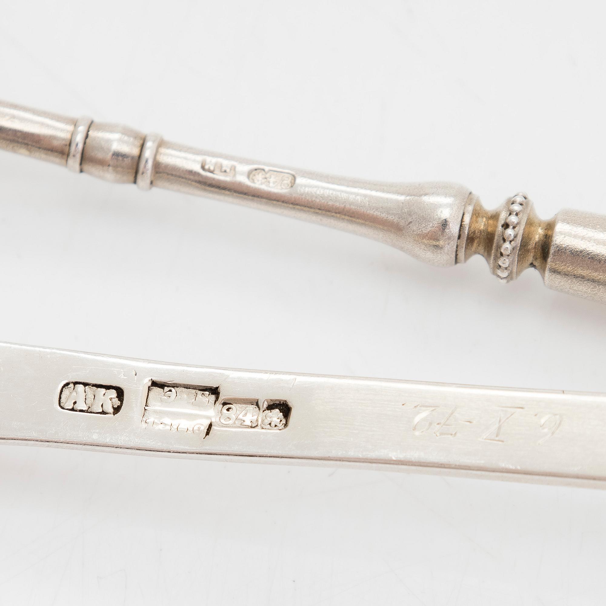 Soppslev, kaviarsked och gaffel, bl.a. Grachev, S:t Petersburg 1860 - tidigt 1900-tal.