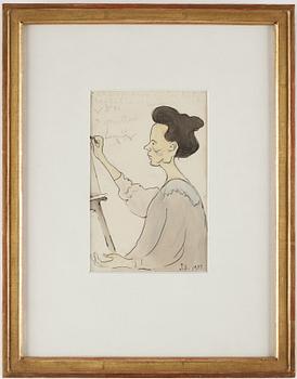 IVAR AROSENIUS, watercolour, indian ink and pencil, signed I.A. and dated 1901. "Kamratporträtt".