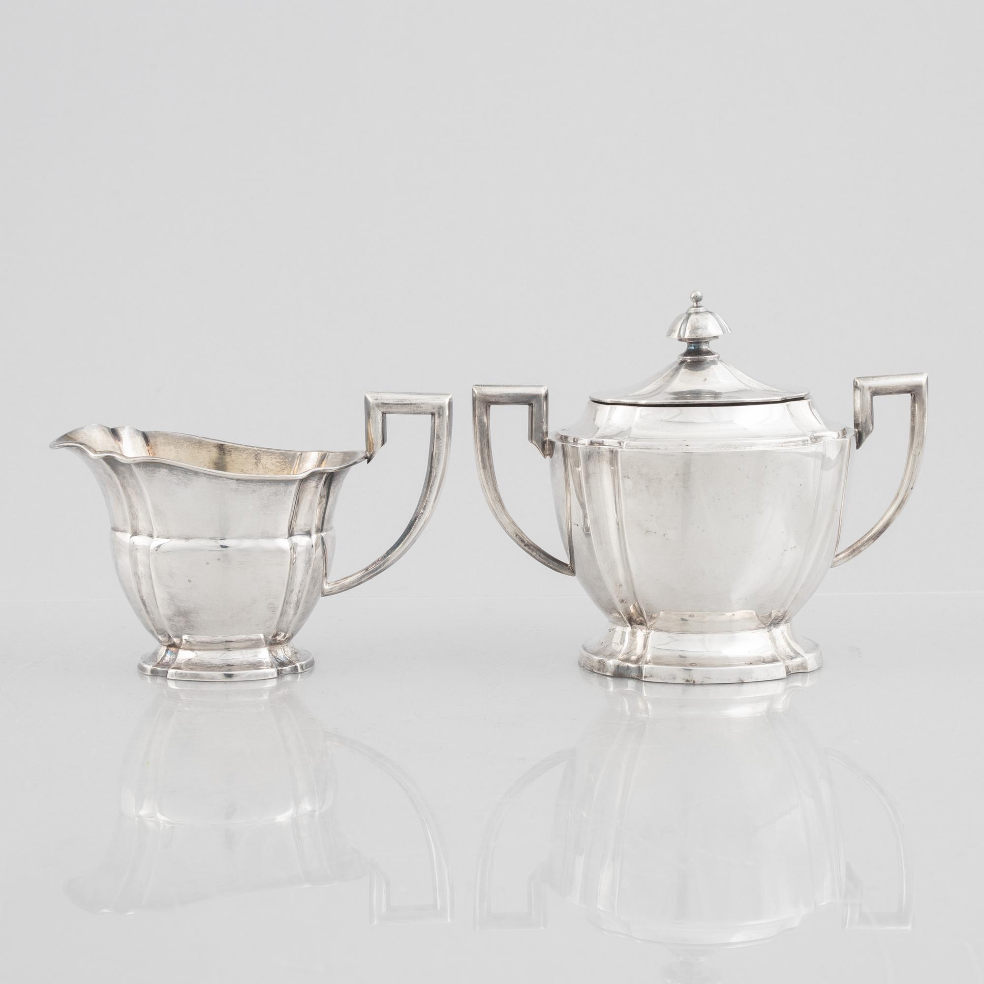 A Swedish silver sugarbowl and a creamer, marks of Evald Pettersson, Skövde 1921.