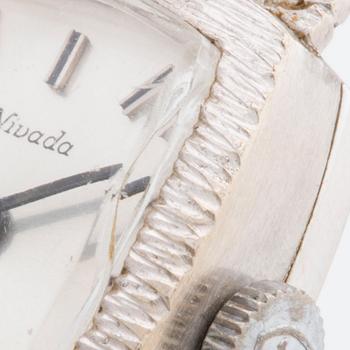 DAMARBANDSUR MOWADO, 18K vitguld, 15 x 17 mm, manuellt verk.