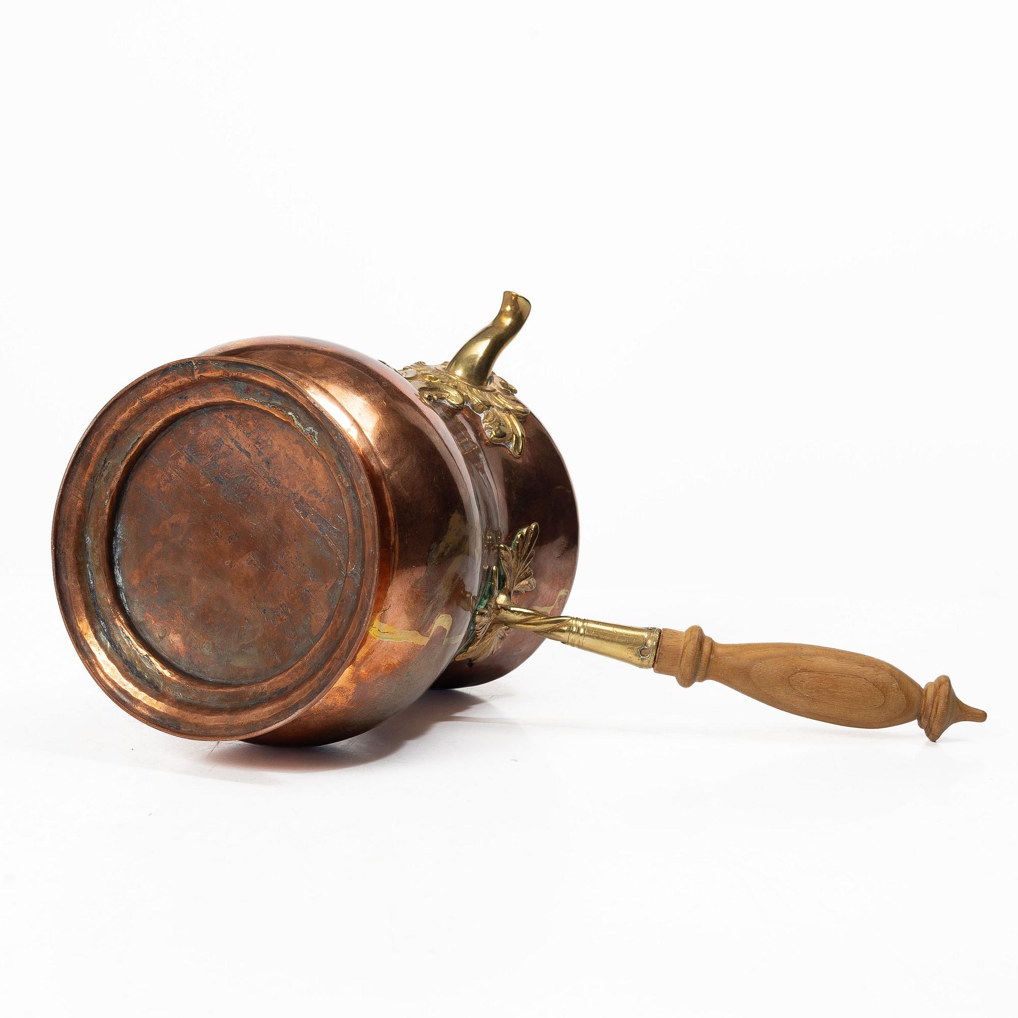 A Swedish rococo copper and gilt brass coffee pot, later part 18th century.