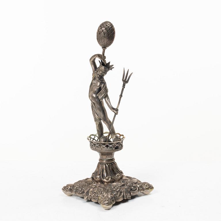 Table decoration/sculpture in silver, depicting Neptune, fantasy marks, circa 1900.