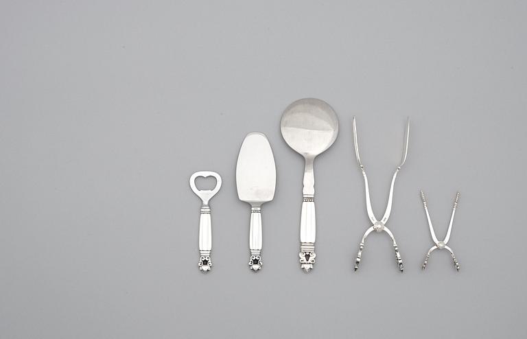 Johan Rohde, a 98 pcs set of 'Acorn' sterling and stainless steel flatware by Georg Jensen, Copenhagen 1945-77.