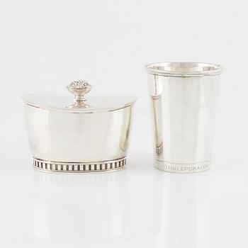 A silver vase and covered bowl, Stockholm, 1949-61.