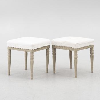 A pair of Gustavian style stools, Sweden, 19th century.