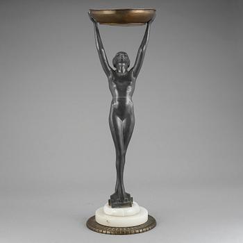 SKULPTUR, tenn och metall, art deco, 1900-talets första hälft.