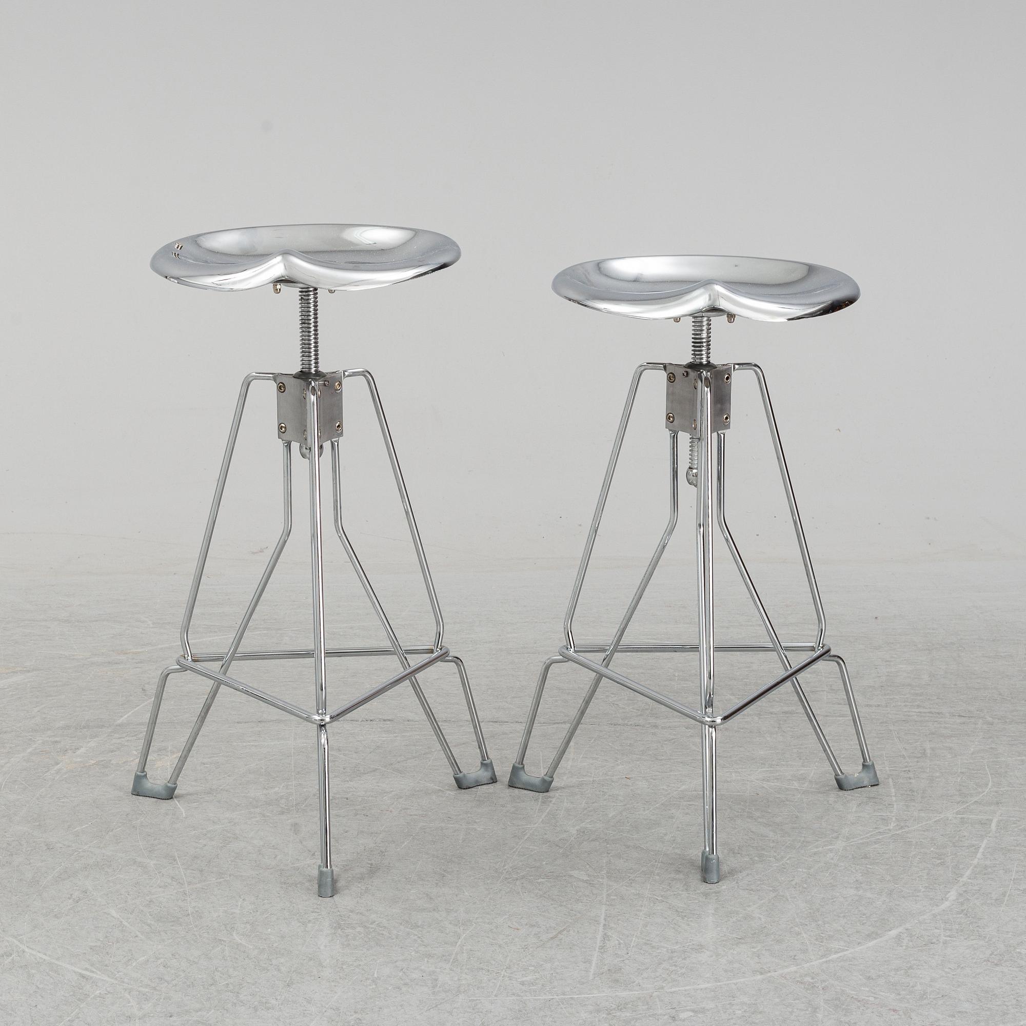 A pair of 'Dulton stools' by Yasu Sasamoto.