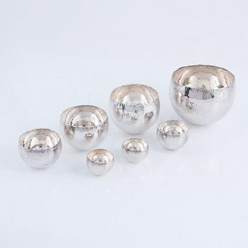 Rey Urban, sevensterling silver bowls/tumblers, Stockholm, 1992-98.