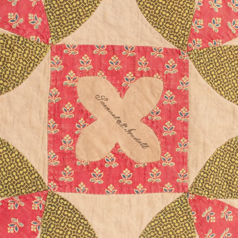 BRUDTÄCKE, lapptäcke, ca 273,5 x 245 cm, USA omkring 1900.