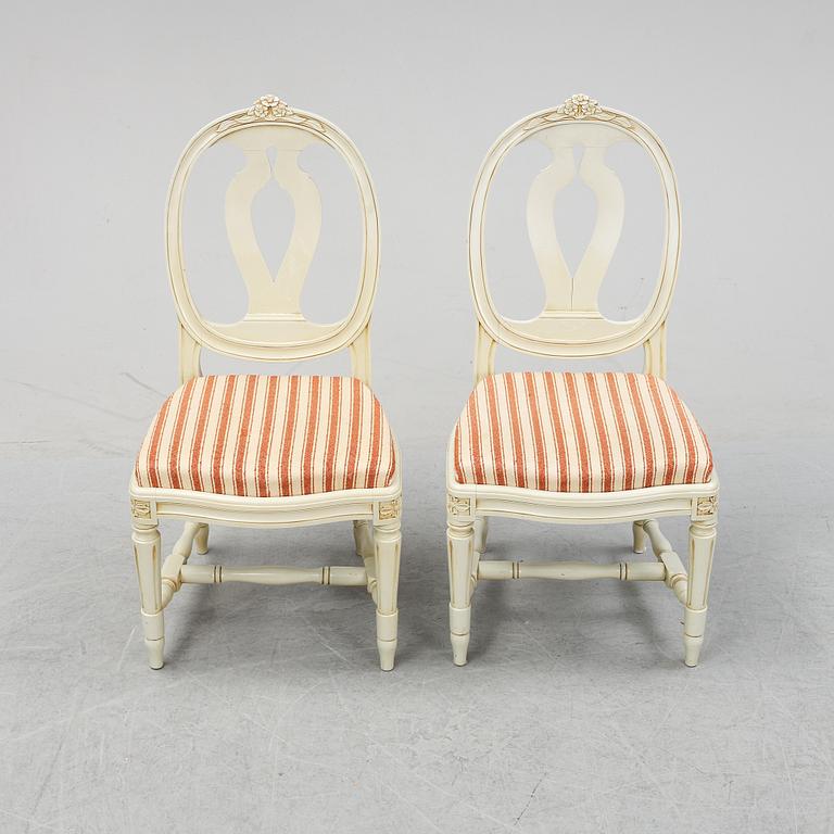 Six Gustavian style chairs, second half of the 20th Century.