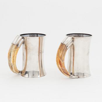 Two silver tankards by Axel Bergman Stockholm 1903 & 1904.