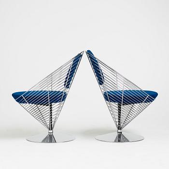 Verner Panton, a pair of "Wire Cone Chairs", Fritz Hansen, Danmark 1989.