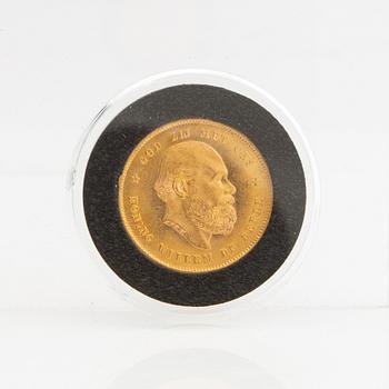 Gold coin Netherlands, Willem III 10 Guilders, 1889.