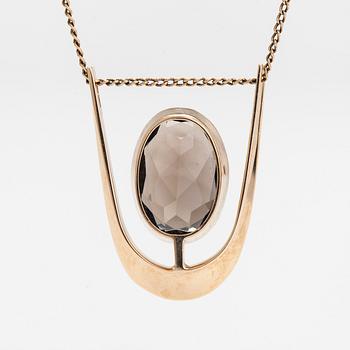 Eero Rislakki, A 14K gold and smokey quartz necklace. Westerback, Helsinki 1961.