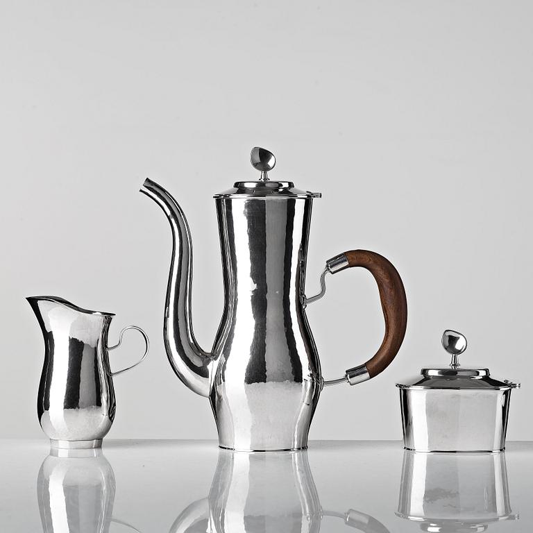 Sigurd Persson, a three pieces sterling coffee service, Stockholm 1949--50, executed by Olle Kvist.