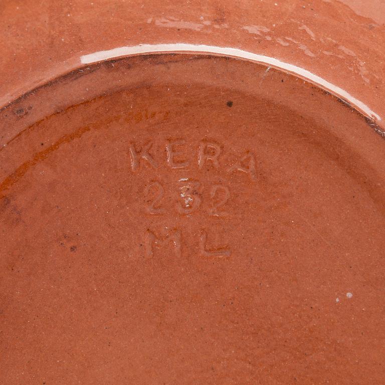 Marita Lybeck, plates, 2 pcs "Koto" and a bowl, red clay, signed ML KERA.