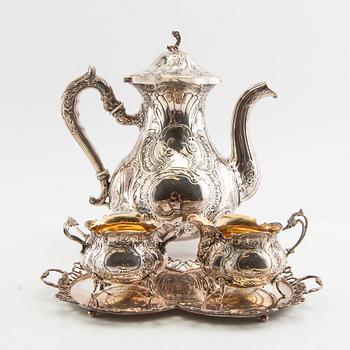 Coffee service 4 dl Rokoko style silver GEWE Malmö 1974/75.