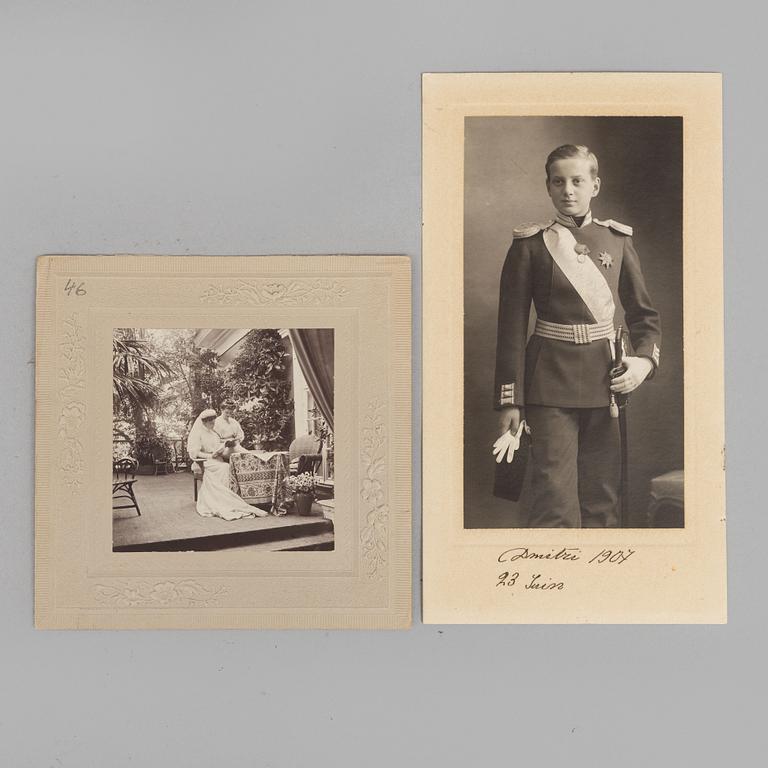 Russian imperial photographs, 2 pieces, one signed in person by Grand Duke Dmitri Pavlovich of Russia 1907.