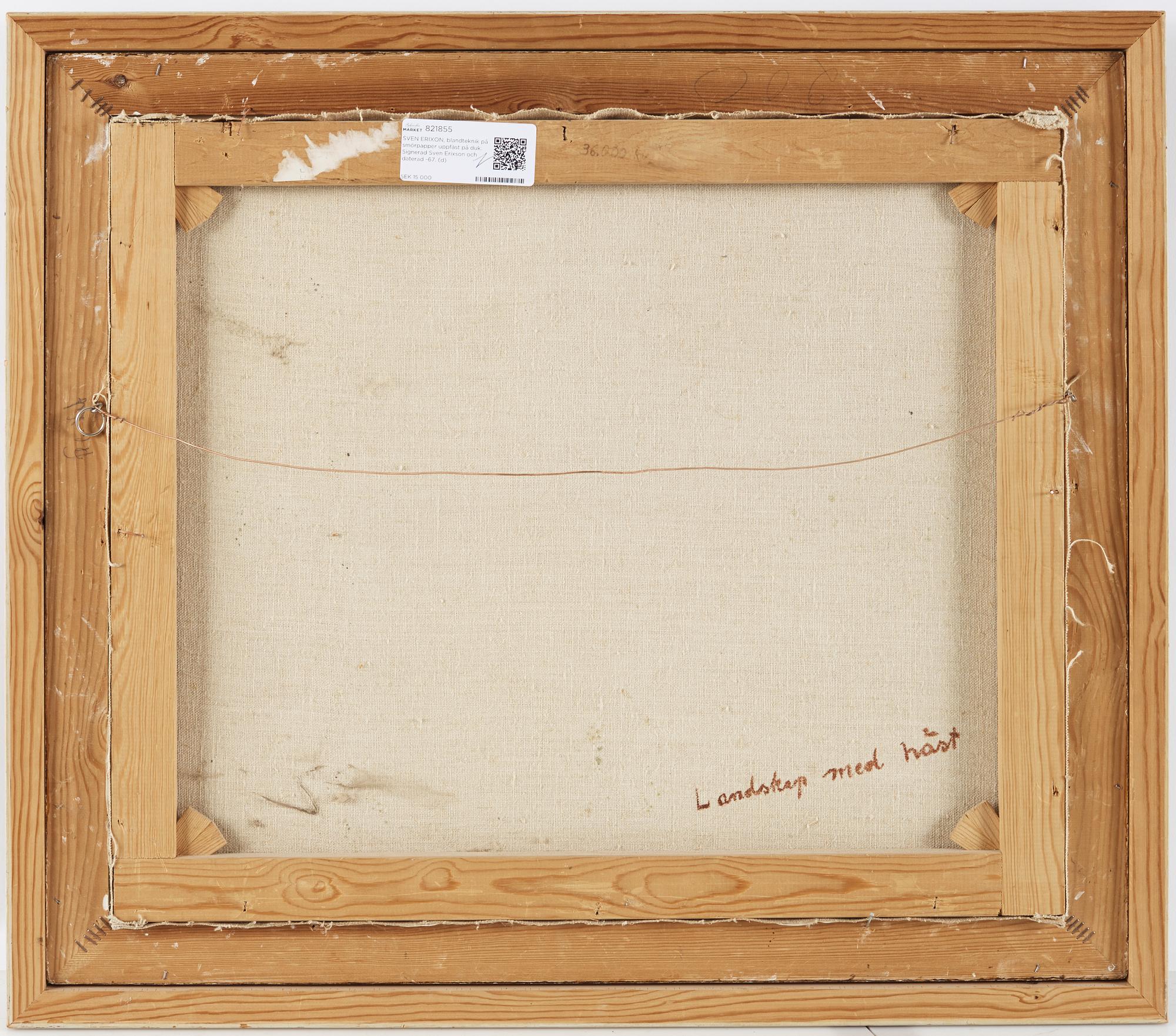 SVEN ERIXON, mixed media on greaseproof paper on canvas.