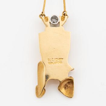 Björn Weckström, Necklace, 18K gold with opal and a round brilliant-cut diamond, Finland 1978. By Lapponia.