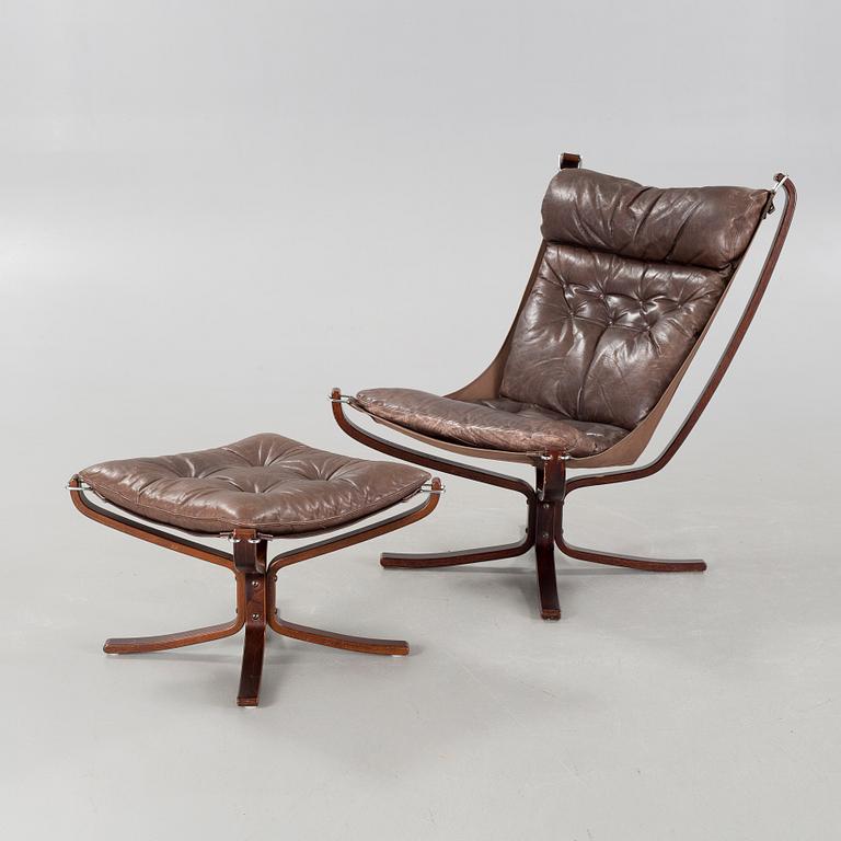 A "Falcon" armchair and foot stool by Sigurd Ressel for Vatne Möbler, Norway,