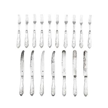 165. A set of Swedish Silver Rococo Cutlery, mark of Isak Trybom, Stockholm 1766.