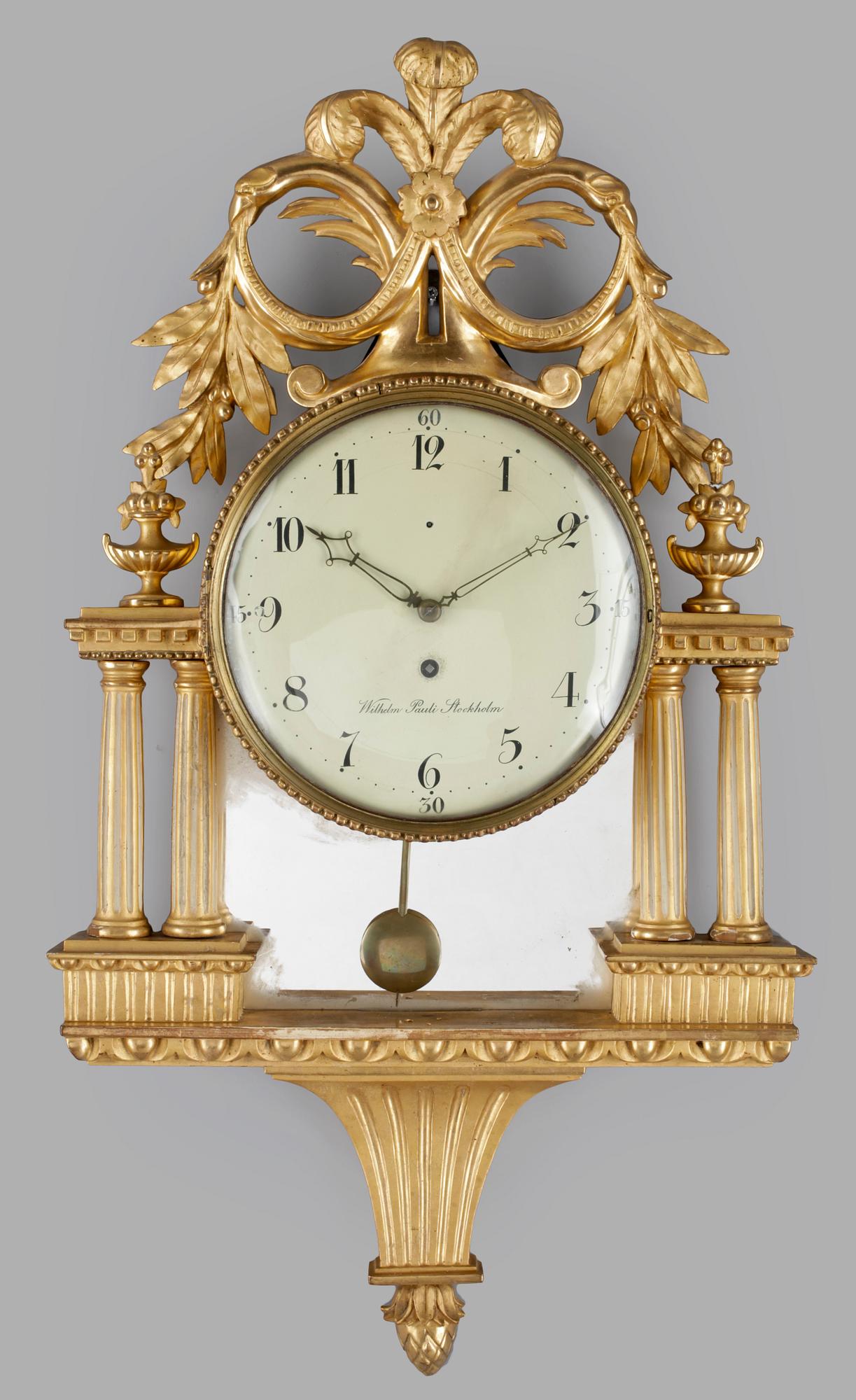 VÄGGPENDYL, gustaviansk, Wilhelm Pauli Stockholm, (verksam 1795-1816).