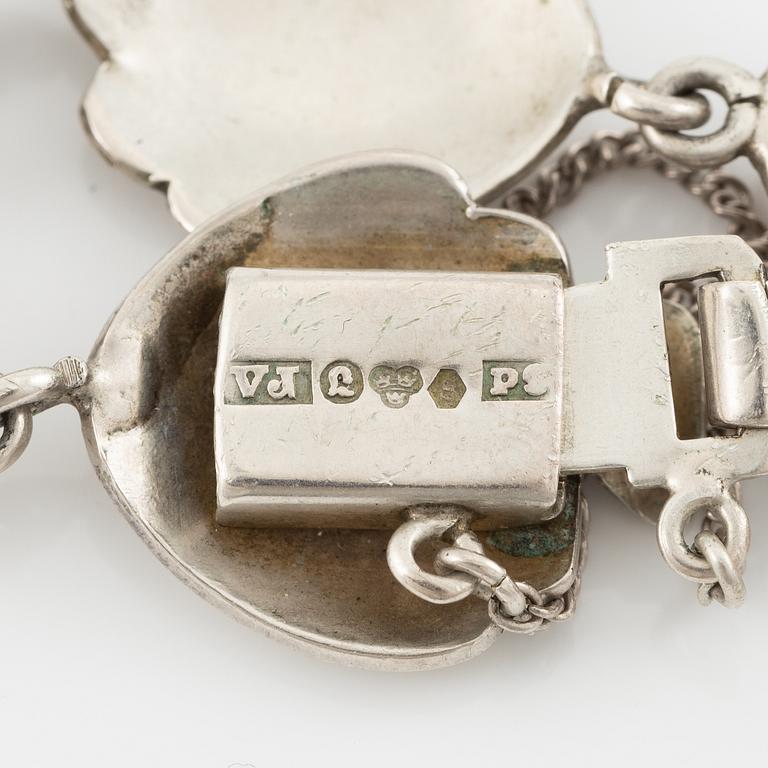 Two bracelets, Victor Janson, silver, one set with tiger's eye.