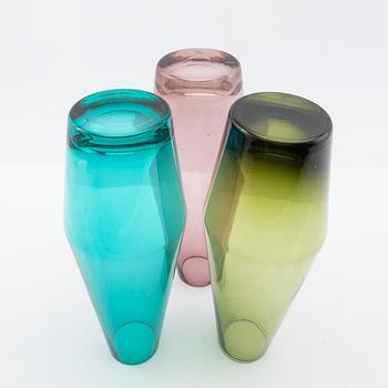 Tamara Aladin, vaser, 3 st, glas, Riihimäen Lasi, 1960/70-tal.
