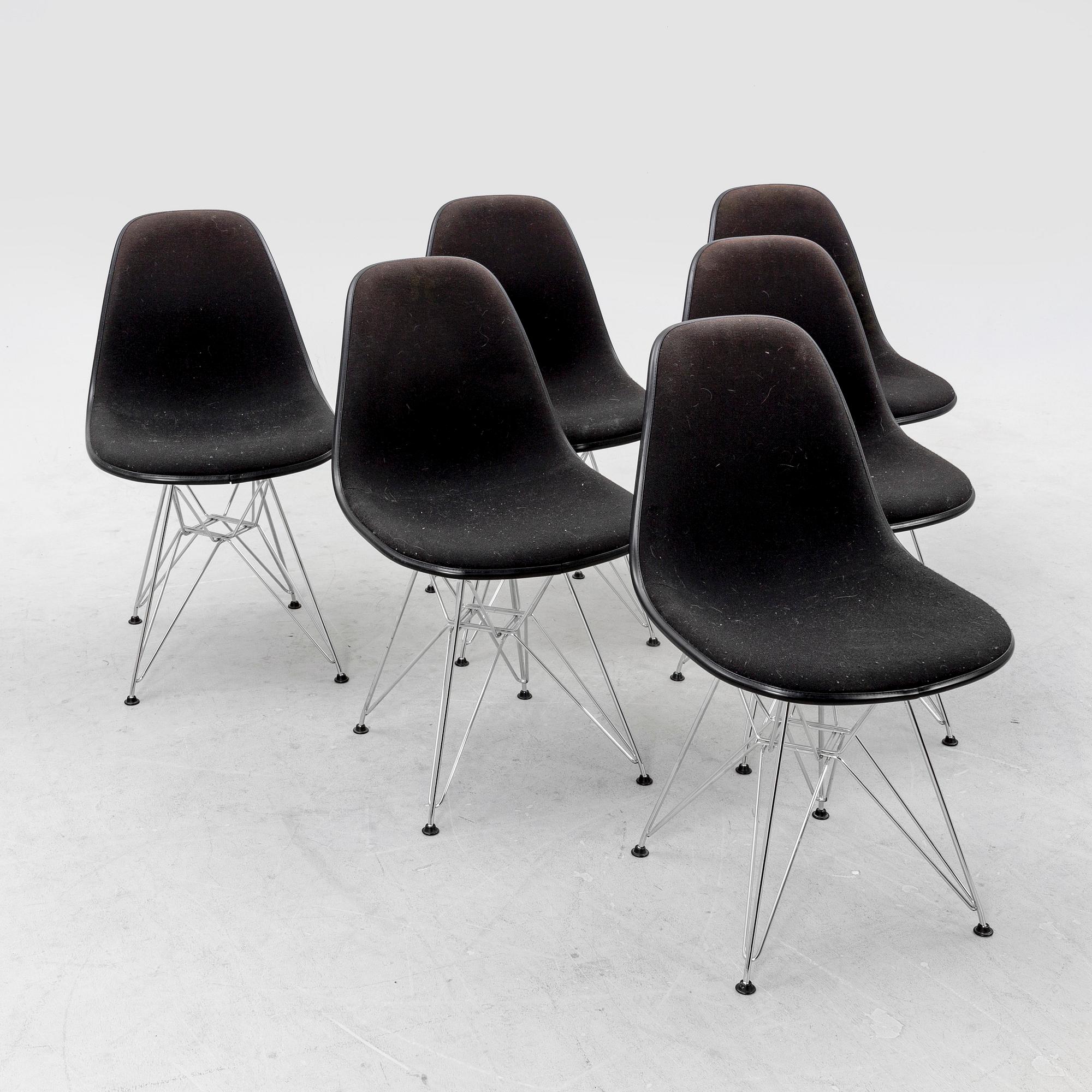 Charles and Ray Eames, stolar 6 st "Plastic chair DSR" Vitra daterade 2001.
