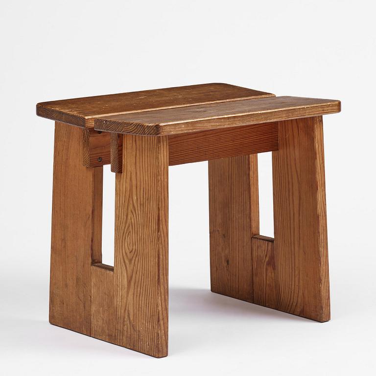 Axel Einar Hjorth, a "Skoga" stained pine stool, Nordiska Kompaniet, Sweden, 1930s.