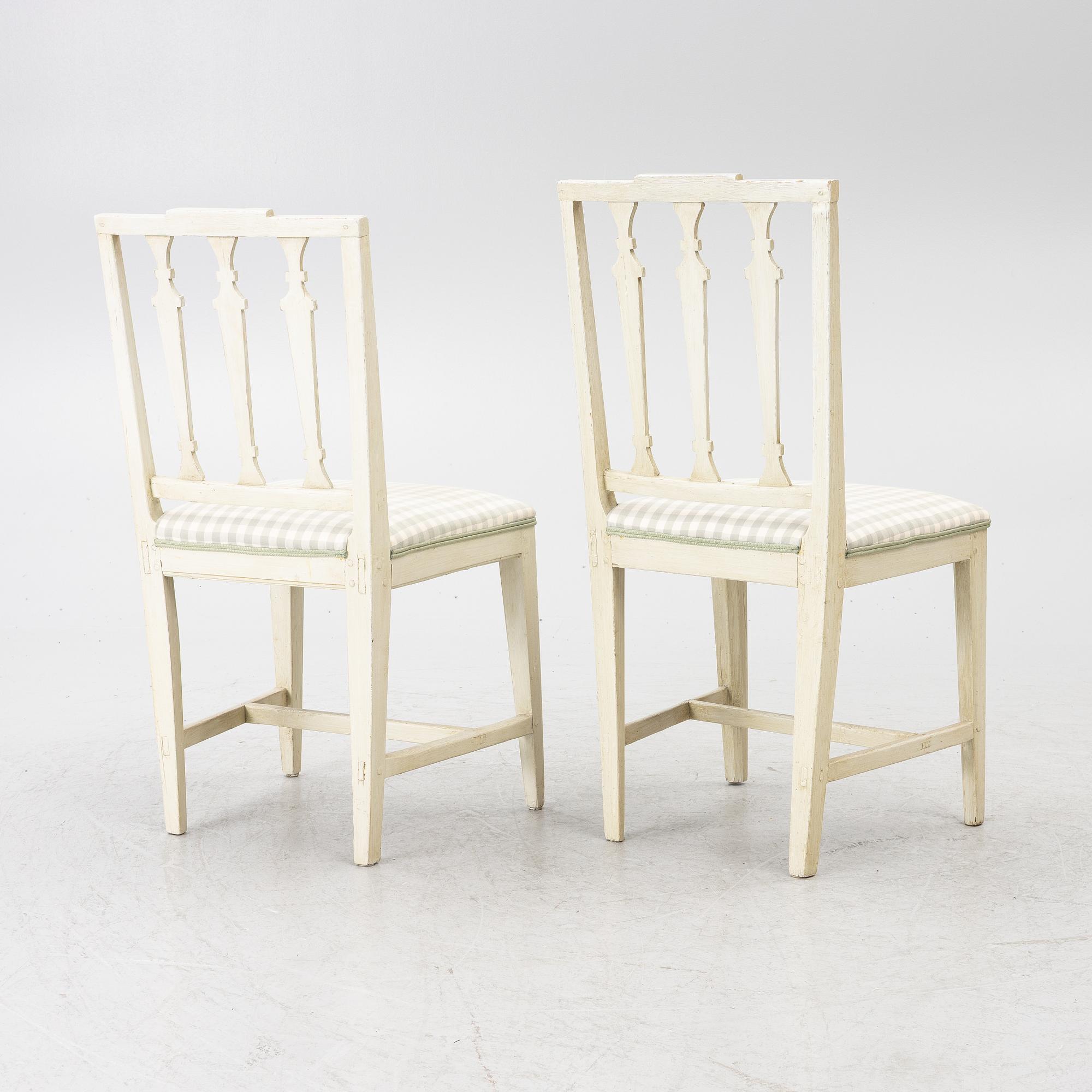 Four late Gustavian chairs, 19th century.