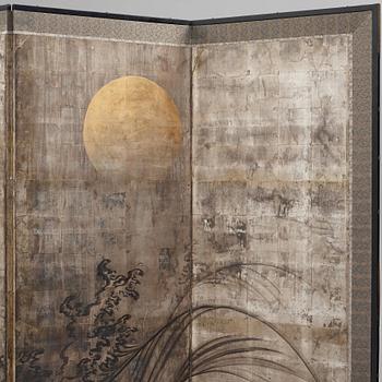 A Japanese six-fold screen, 19th Century.