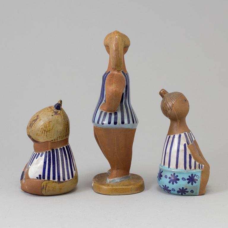 Three Lisa Larson stoneware figurines from the series 'Larsons ungar', Gustavsberg.