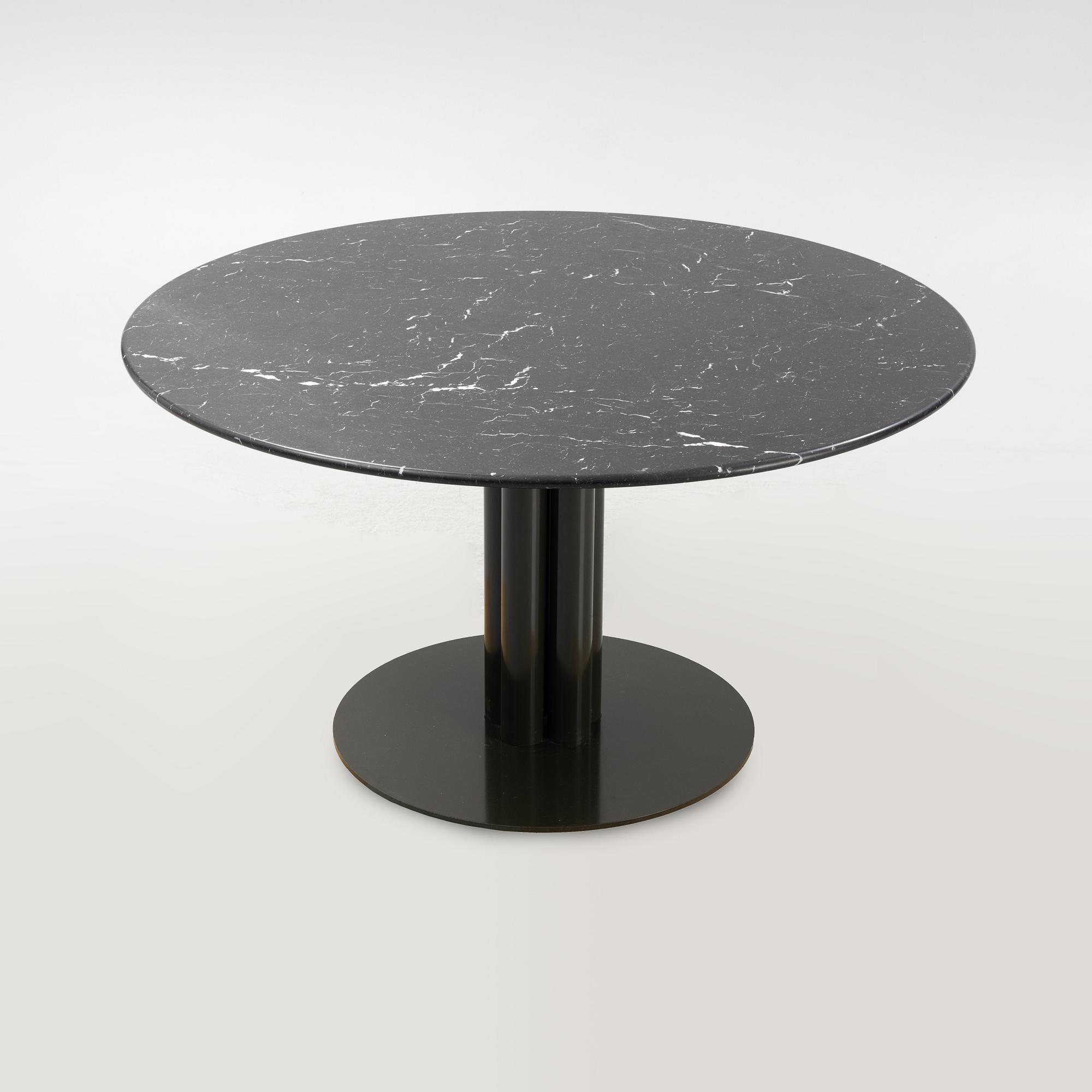 Louise Roe, a 'Roundabout' dining table with marble top.